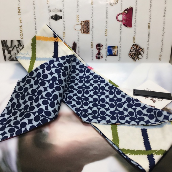 New authentic Coach multi color  silk pony scarf - Picture 4 of 5